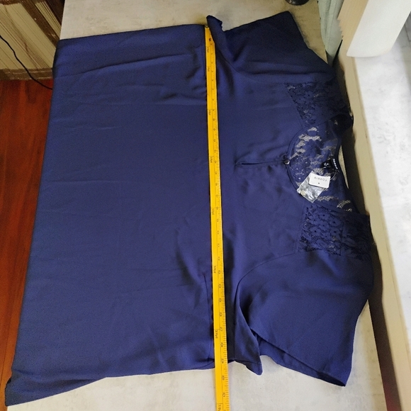 Torrid Abbey Navy Blue Georgette Keyhole Lace Blouse Career Office Plus Size 4X - Picture 10 of 11